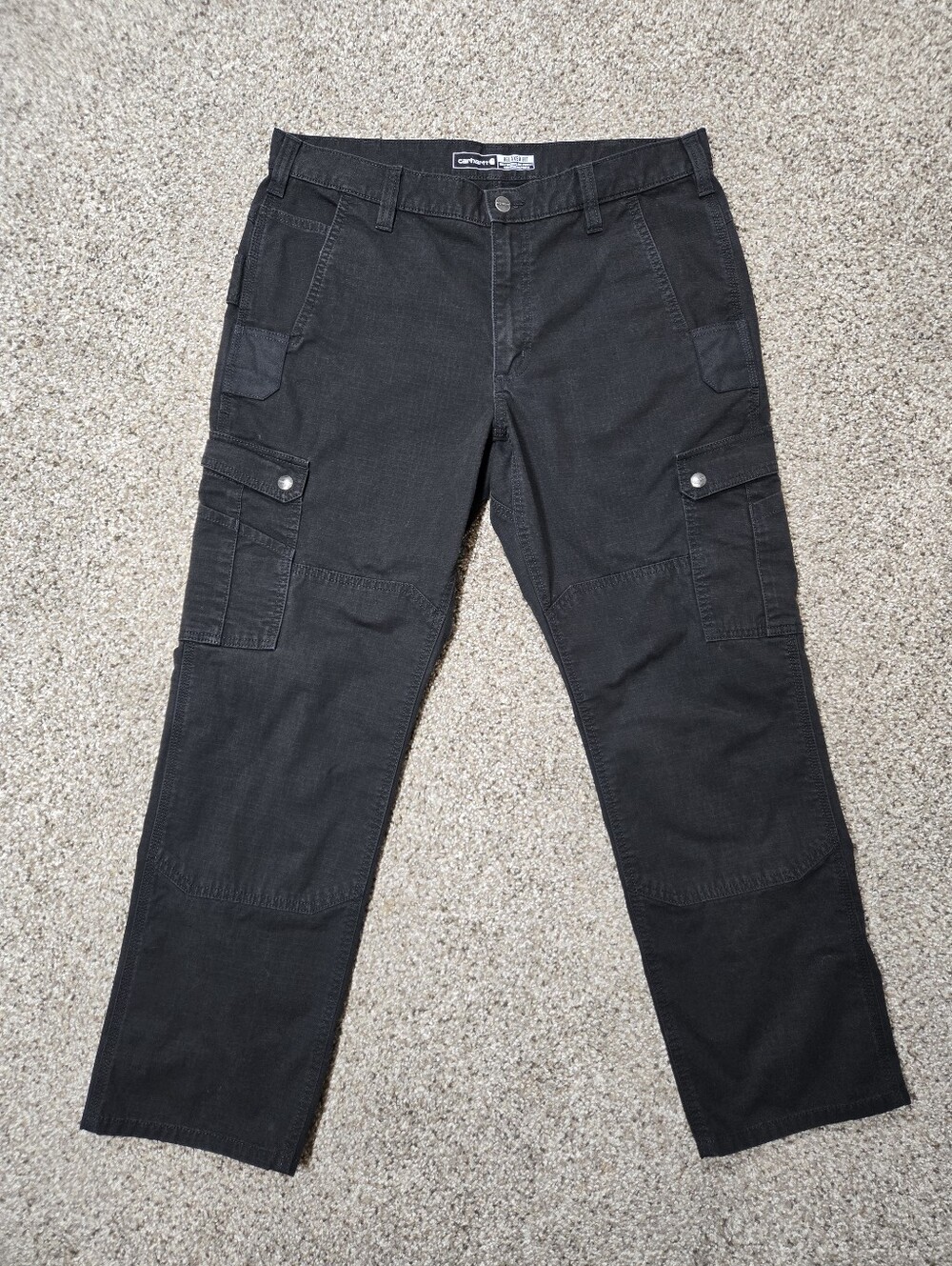 Carhartt Rugged Flex Relaxed Fit Ripstop Cargo Work Pant Size 36x28.5 Black